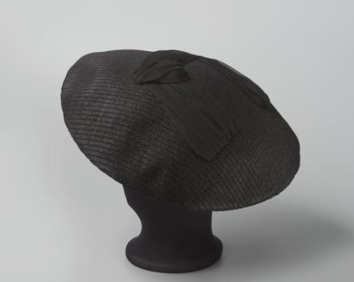 Hat of black straw with black ribbon