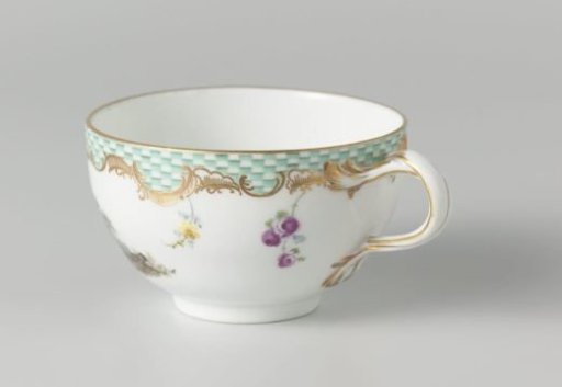 Cup, multicolored painted with a landscape with figures