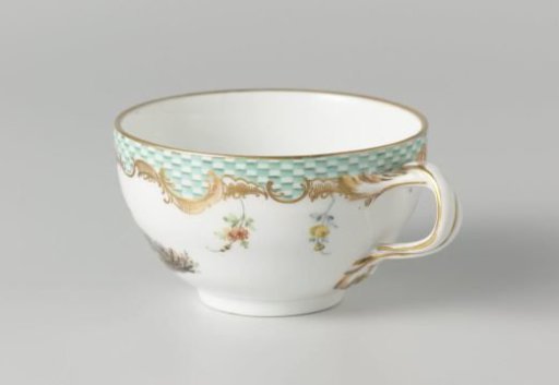 Cup, multicolored painted with a landscape with figures