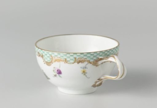 Cup, multicolored painted with a landscape with figures