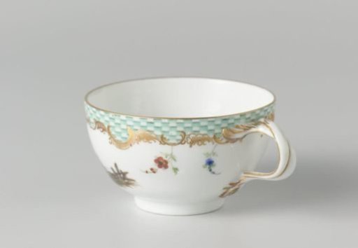 Cup, multicolored painted with a landscape with figures
