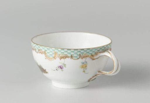 Cup, multicolored painted with a landscape with figures