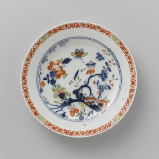 Plate, polychrome painted with Indian Flowers
