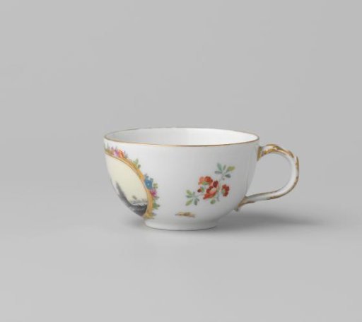 Cup with a landscape and flower sprays