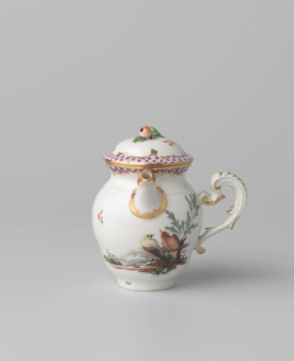 Milk jug with birds in a landscape