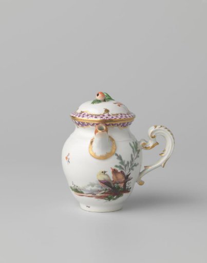 Milk jug with birds in a landscape