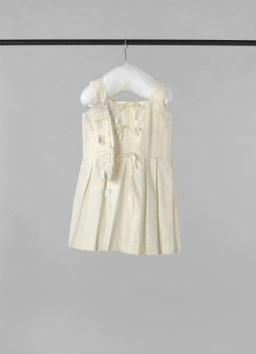 Fragment of white cotton twill with striped pattern