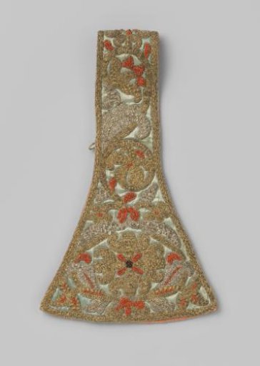 Manipulus with Embroidery of Gold and Silver Thread, Blood Coral, Garnets, and Pearls