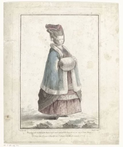 Galerie des Modes et Costumes Français, 1778, L. 62: Bourgeoise in a Satin Dress...