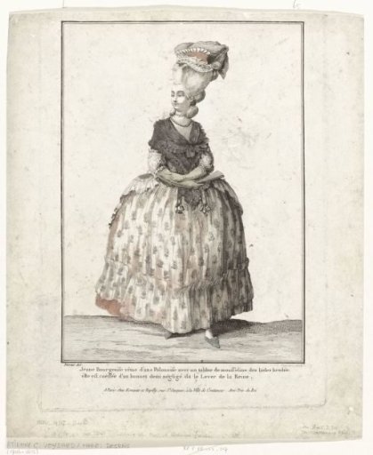 Galerie des Modes et Costumes Français, 1778, L.65: Young Bourgeoise dressed in a Polonaise...