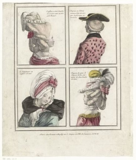 Galerie des Modes et Costumes Français... Hairdress with three curls