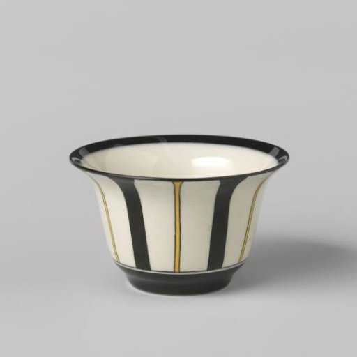 Cup with linear decoration in yellow and black on a cream ground