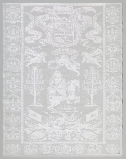 Table linen of linen damask with Charles VI of Habsburg