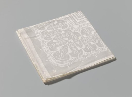 Linen damask napkin with hawthorn