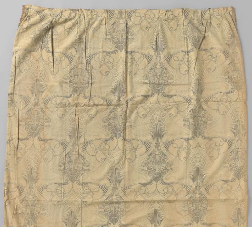 Over-curtain of Printed Cretonne with Swans and Irises