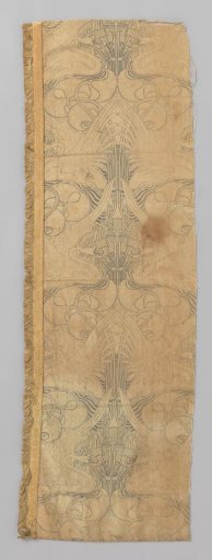 Fragment of an Over-curtain of Printed Cretonne with Swans and Irises