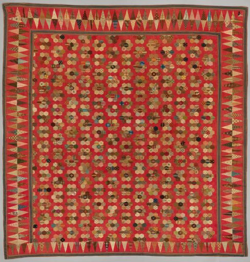 Patchwork Bedspread of Printed Cotton with Rose Motif