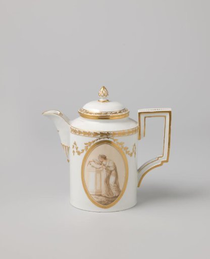 Coffeepot with a woman in a medallion
