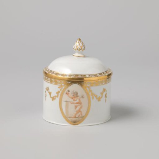 Sugar bowl with a putto in a medallion