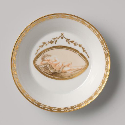 Saucer with a woman in a medallion