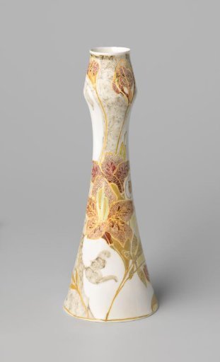 Porcelain vase, cylindrical, with a thickening under the rim
