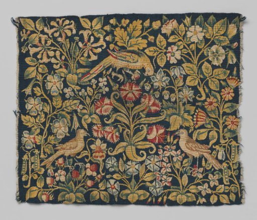 Cushion cover with flowers and birds