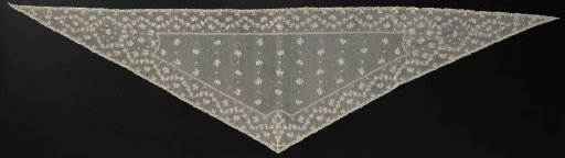 Fichu of needle lace with scattered twigs and rosebuds