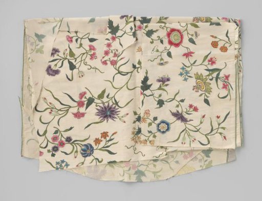 Fragment of printed and colored silk