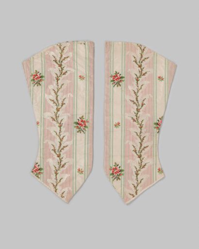 Silk sleeve with striped motif and floral embroidery in various colours