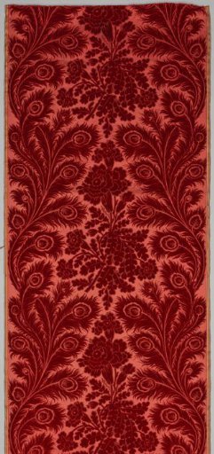 Band of so-called English red cut, carved and uncut silk velvet