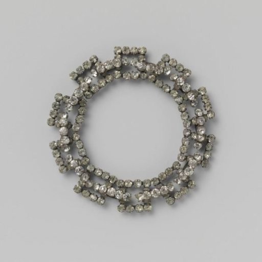 Buckle, Brooch or Hair Ornament of Silver-Coloured Metal Set with Rhinestones