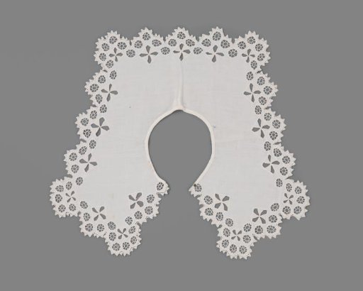 Collar of white linen with open embroidery