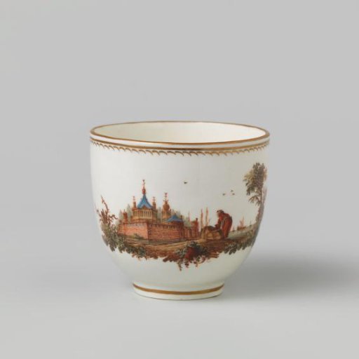 Head, painted with a water landscape with castle/palace