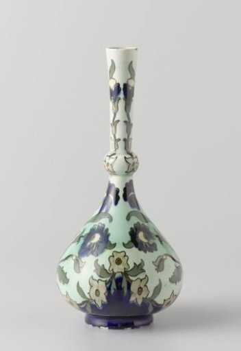 Vase with pear-shaped body and nodus, painted with flowering plants