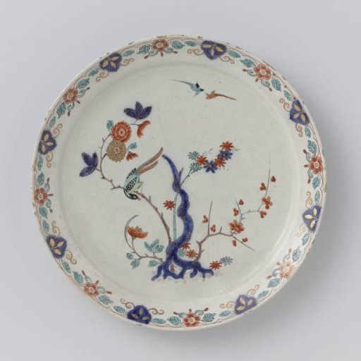 Plate, Flatly Painted with Flowering Branches and Birds
