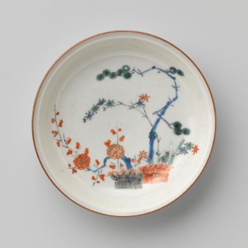 Saucer with the 'three friends of winter'