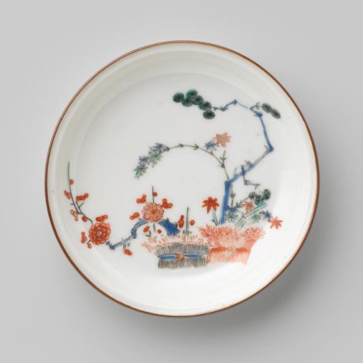 Saucer with the 'three friends of winter'