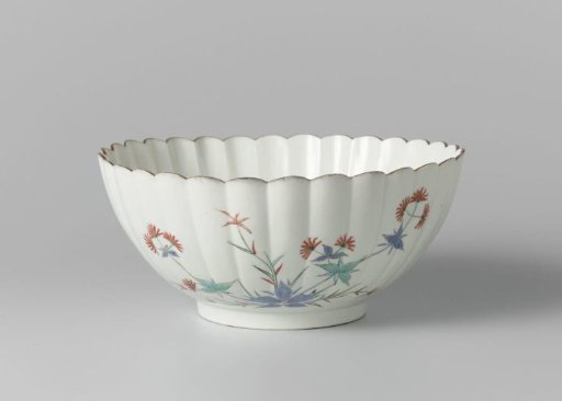 Lobed bowl with patrinia, mistflower and butterflies
