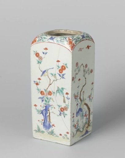 Square bottle with the 'three friends', birds and floral scrolls