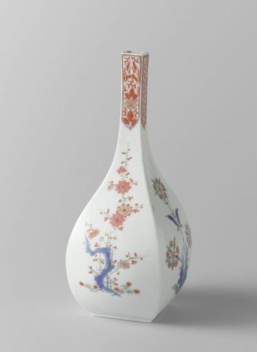 Square bottle with prunus and stylized flowers