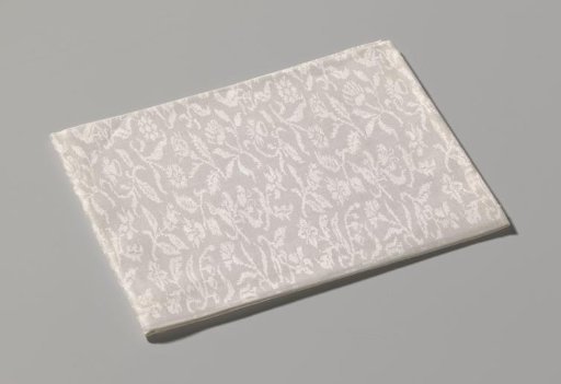 Tablecloth, fragment, with a pattern of alternating rows of tulips turning to the left and pomegranates turning to the right