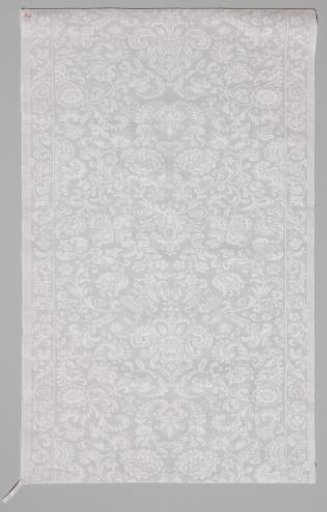 Tablecloth with pre-bizar pattern of stylized flower and leaf scrolls