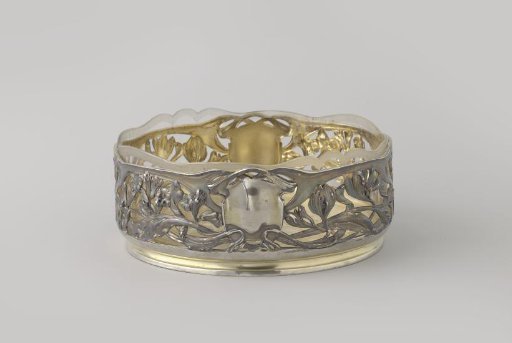 Silver tankard, partially gilded, with glass inner bowl