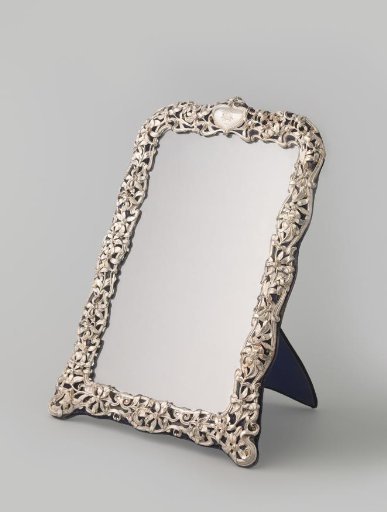 Mirror in a Silver Frame Pierced with Stems and Flowers. In a Cartouche a Monogram of the Letters E R S, and the Year 1903.
