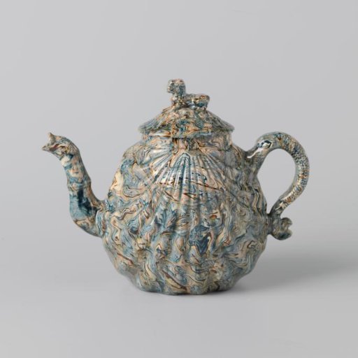 Lid of hard-baked earthenware; Staffordshire (so-called Whieldon, agate ware)
