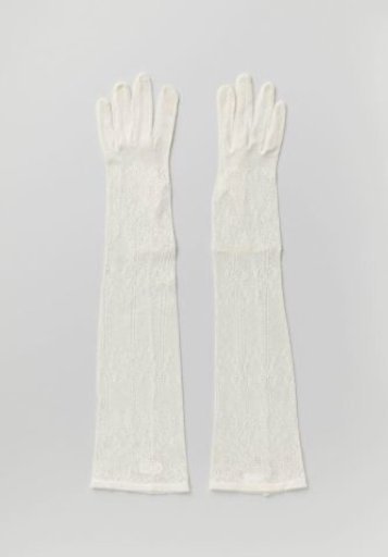 Glove of white machine-knitted work