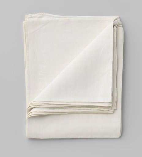 Linen cloth with "Brabant Pot Lace" entre-deux. Mark: crown LB.