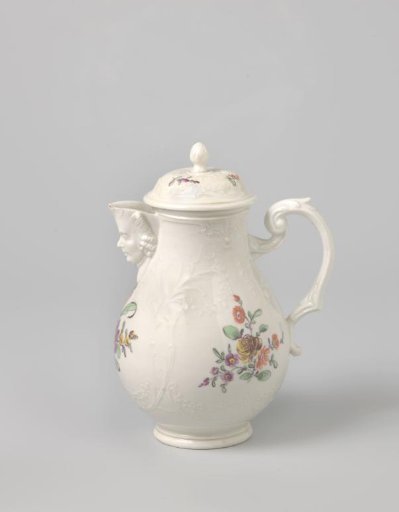 Cover of an ewer with flowers and floral scrolls