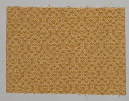 Steel-stretched fabric with a grape cluster within a pointed oval