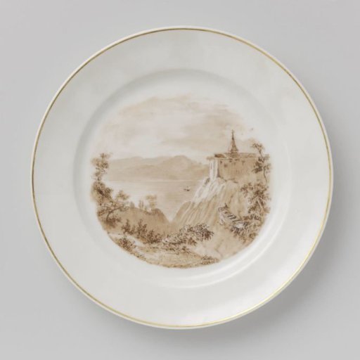 Plate with a landscape